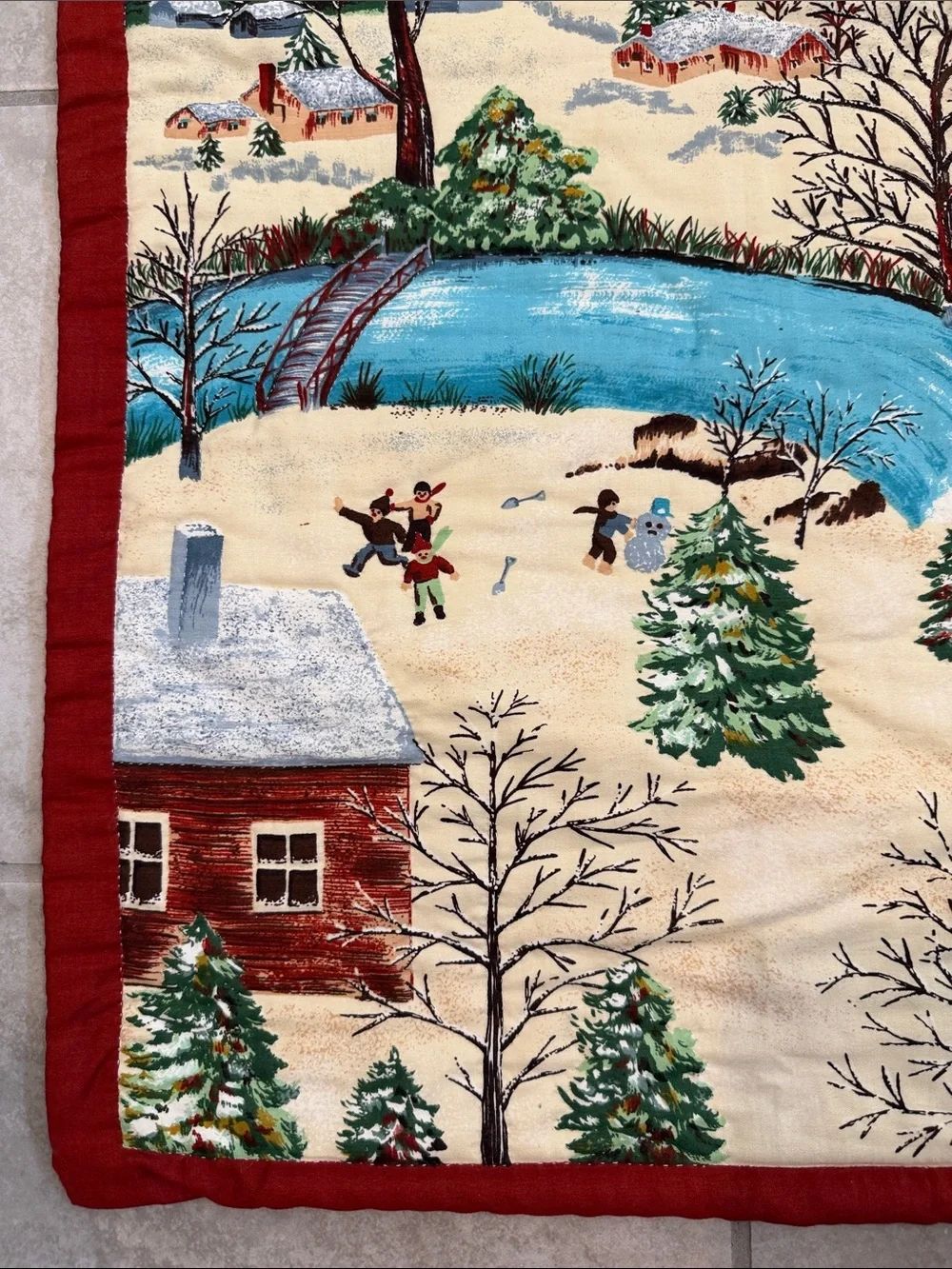 Vintage Winter Village Wall Hanging